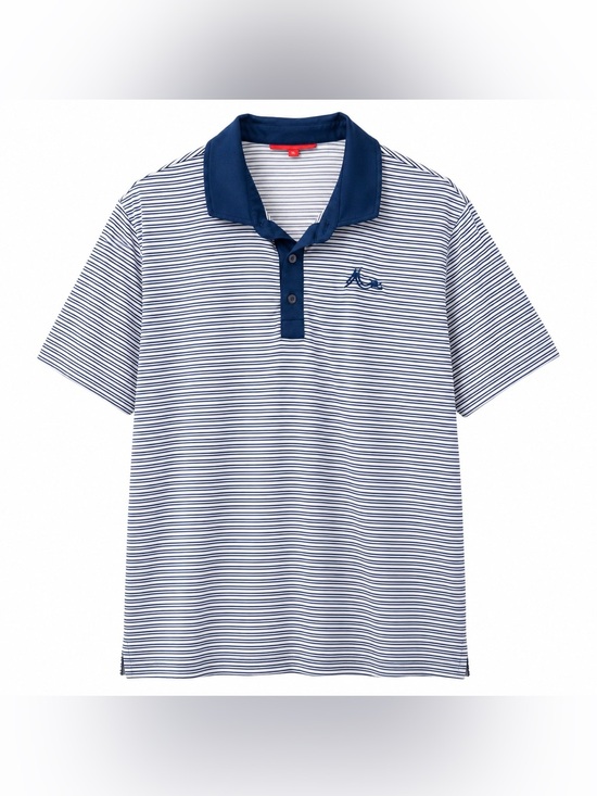 Redvanly Other - Redvanly Men’s L Striped Performance Golf Polo Shirt Navy White Stretch